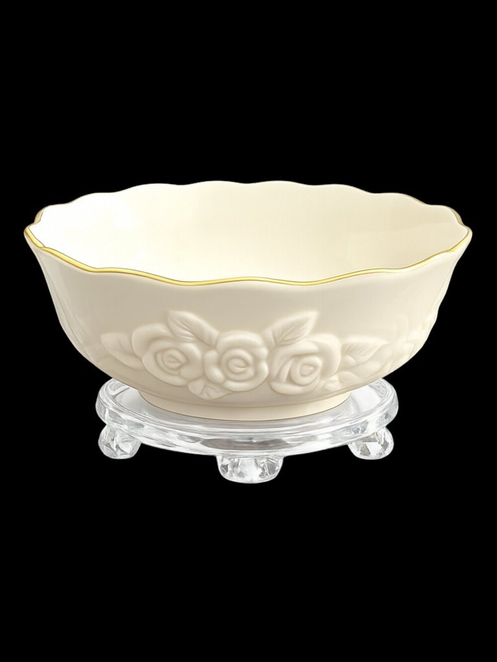 Lenox Rose Blossom Ivory Candy Dish w/ Gold Trim – 1980s Vintage